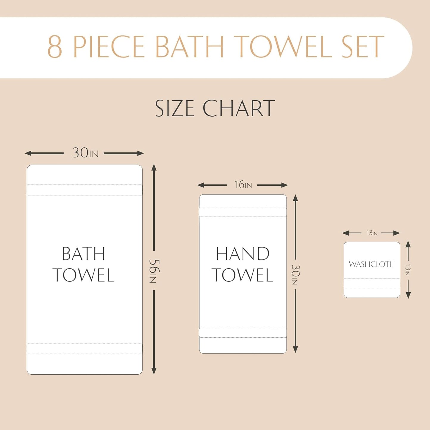 MAURA Light Blue Bath Towel Set of 8 for Bathroom. Turkish Cotton Luxury Bath Towels. Extra Large, Thick, Plush & Soft. Hotel & Spa Quality - Serenity Blue