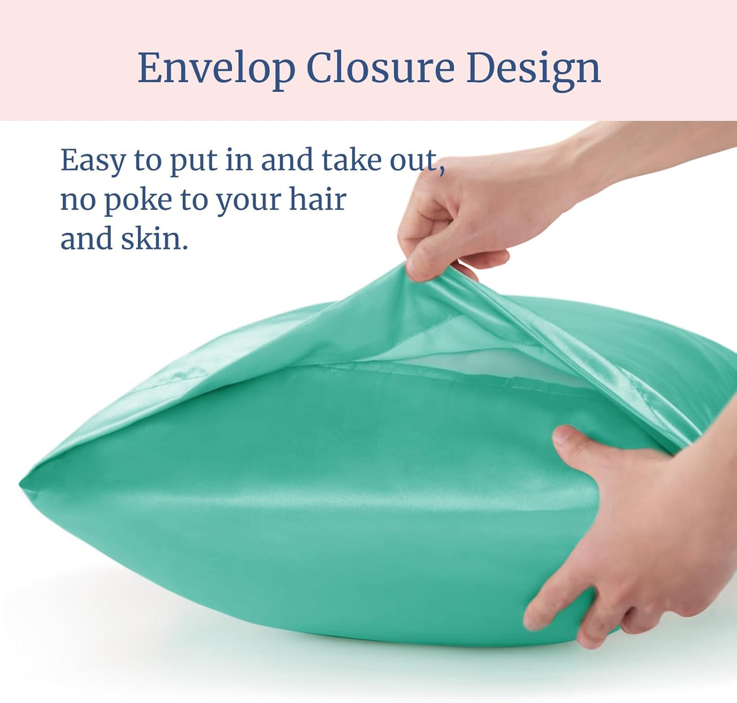 BEDELITE Satin Pillowcase for Hair and Skin, Super Soft Similar to Silk Pillow Cases 4 Pack with Envelope Closure, Cooling Pillowcases for Women Men (20"x36" King Size, Turquoise)