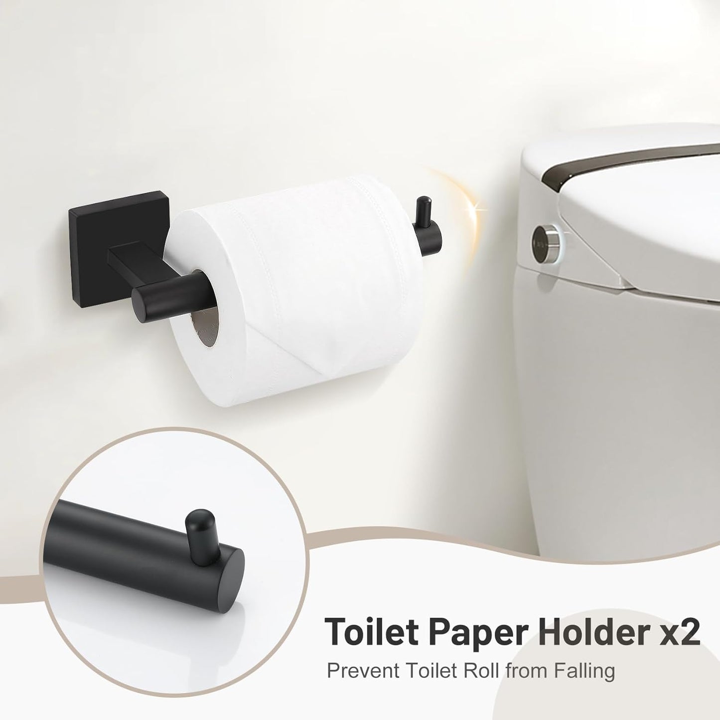 10 Pieces Black Towel Bar Set, 23.6 Inch Bathroom Accessories Set SUS304 Stainless Steel Bathroom Hardware Set Towel Racks for Bathroom Wall Mounted.