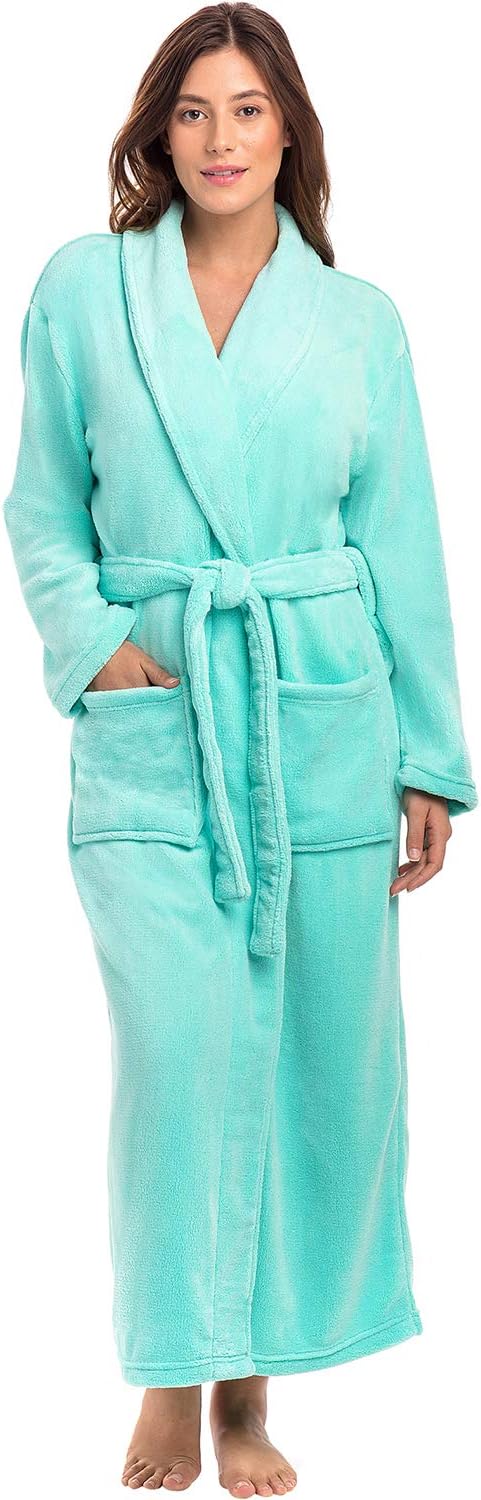 Alexander Del Rossa Plush Robe for Women, Long Fleece Winter Bath Robe, Plus Size