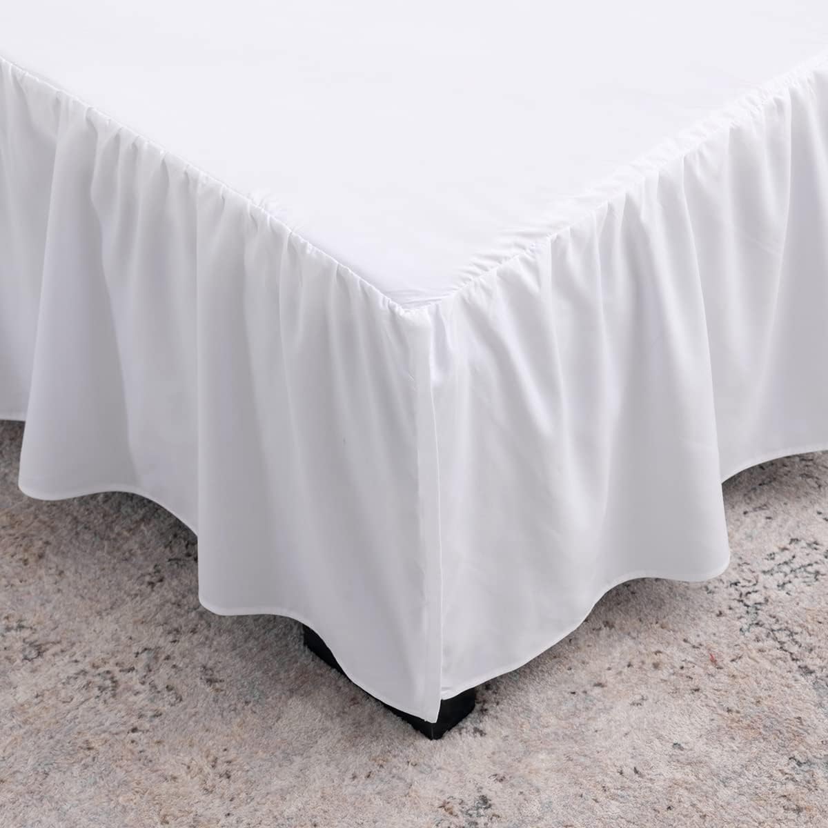 TSUTOMI Bed Skirt Full Size Ruffled Bed Skirt with Split Corners, 16 Inch Drop Dust Ruffle Bed Skirts with Platform, Gathered Style, 100% Microfiber, White
