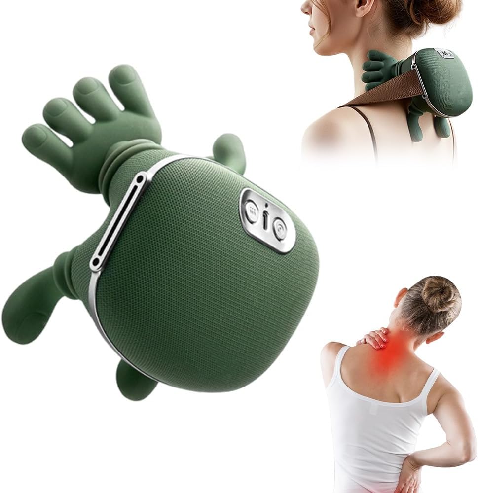 Neck Massager,2025 New Shoulder Massager with Heat Shiatsu 4D Kneading,Electric Neck and Back Massager for Relief (Green 1 Set)