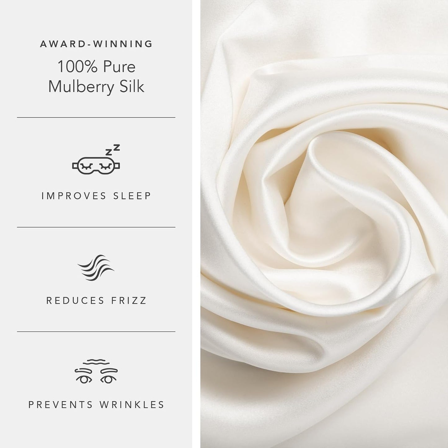 Fishers Finery 25mm 100% Pure Mulberry Silk Pillowcase 2 Pack (White Standard 2 Pack)