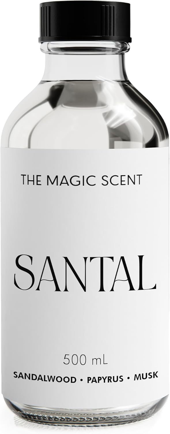 The Magic Scent Santal Diffuser Oil - Fragrance Oil Scent - Cold-Air & Ultrasonic Santal Essential Oil - Aroma Diffuser Oils Scents for Home - Sandalwood, Musk & Cardamom - 16.9 fl oz, 500 mL