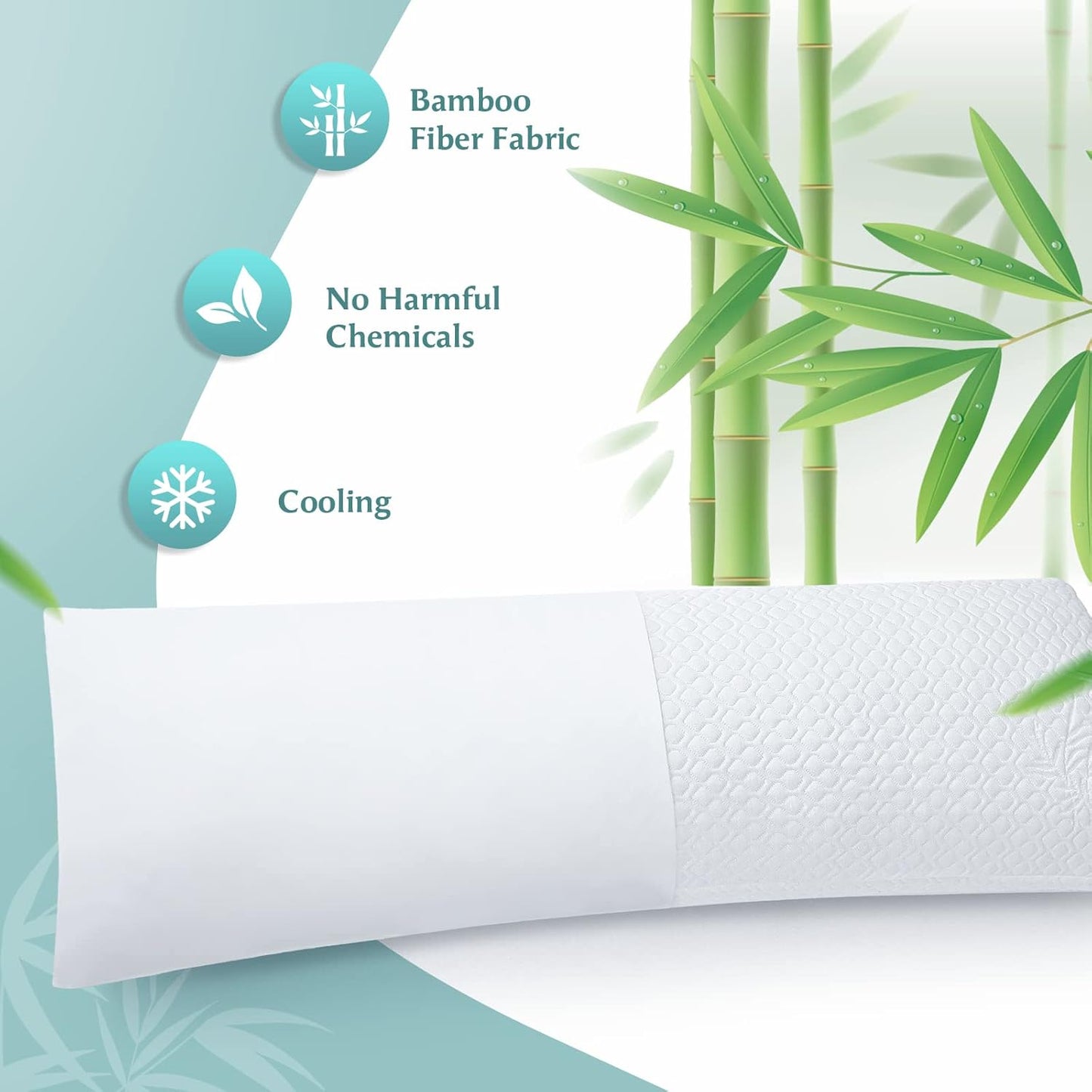 Extra Thick Body Pillow Memory Foam – Long Pillow for Adults – Thicker Inner Case – Soft & Cooling Double Pillowcases, 20 x 54 inches