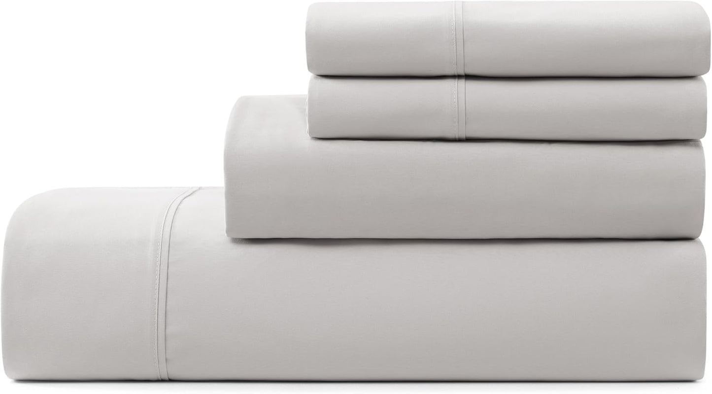 UGG King Sheet Set 4-Piece Luxury Cooling Sheets Deep Pockets Premium Bedding with 2 Pillow Shams Hypoallergenic Machine Washable Soft Lightweight Bed Set for Bedroom, King, Stone Grey (Hedi)