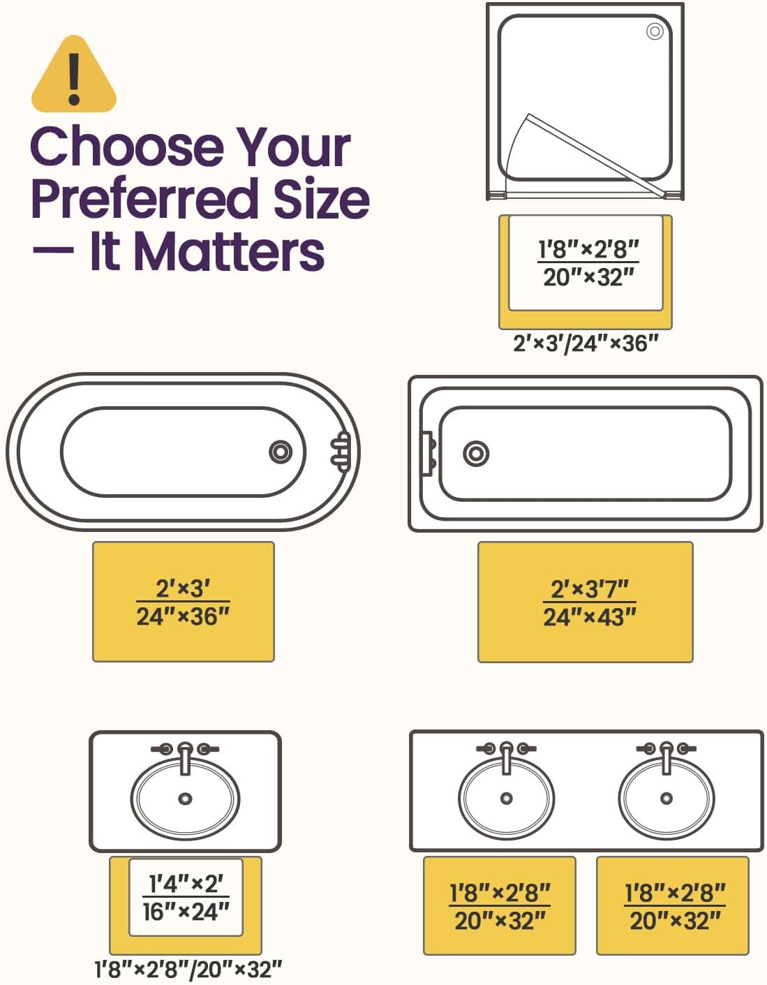 DEXI Bathroom Rugs 24x16, Washable Non Slip Bath Mat for Shower Floor, Absorbent Quick Dry Bathmat with Rubber Backing, Ultra Soft Plush Carpet for Tub, White