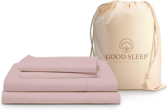 Good Sleep Bedding Twin XL Bed Sheets - 100% Egyptian Cotton Twin XL Sheets, 4 Pc, XL Twin Sheet Sets, Luxury Sateen Weave, Soft, Bed Sheets Twin XL, 16" Deep Pocket Bedsheets - Blush