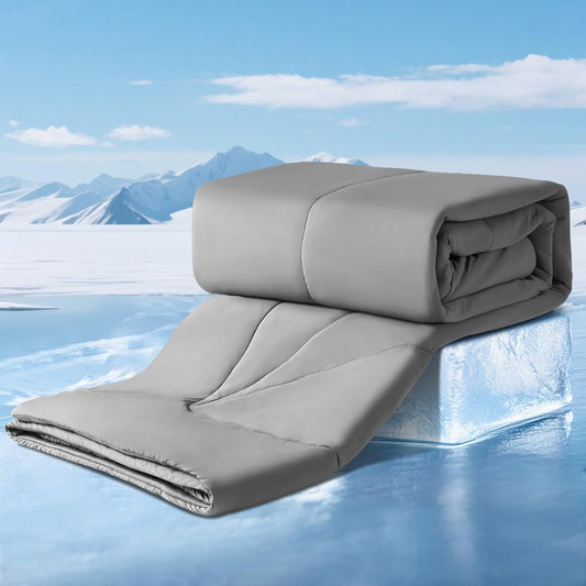 Elegear Revolutionary Cooling Comforter Twin Absorbs Body Heat to Keep Cool, Cooling Blanket for Hot Sleepers Japanese Arc-Chill 3.0 Cool Tech Fabric Summer Comforter Hypo-Allergenic Cool Quilt - Gray