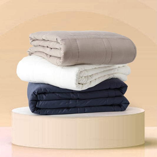 Baloo Weighted Blanket for Adults 12 lb Throw (Navy Blue, 42"x72") | Cool & 100% Cotton | Machine Washable & Dryer Safe | Glass Microbead Fill
