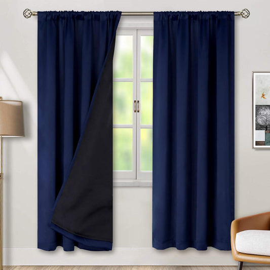 BGment Blackout Curtains for Bedroom 84 Inch Length, Full Room Darkening Thermal Insulated Soundproof Rod Pocket Living Room Window Curtains Drapes, 2 Panels, Each Narrow Panel 38 Inch Wide, Navy Blue