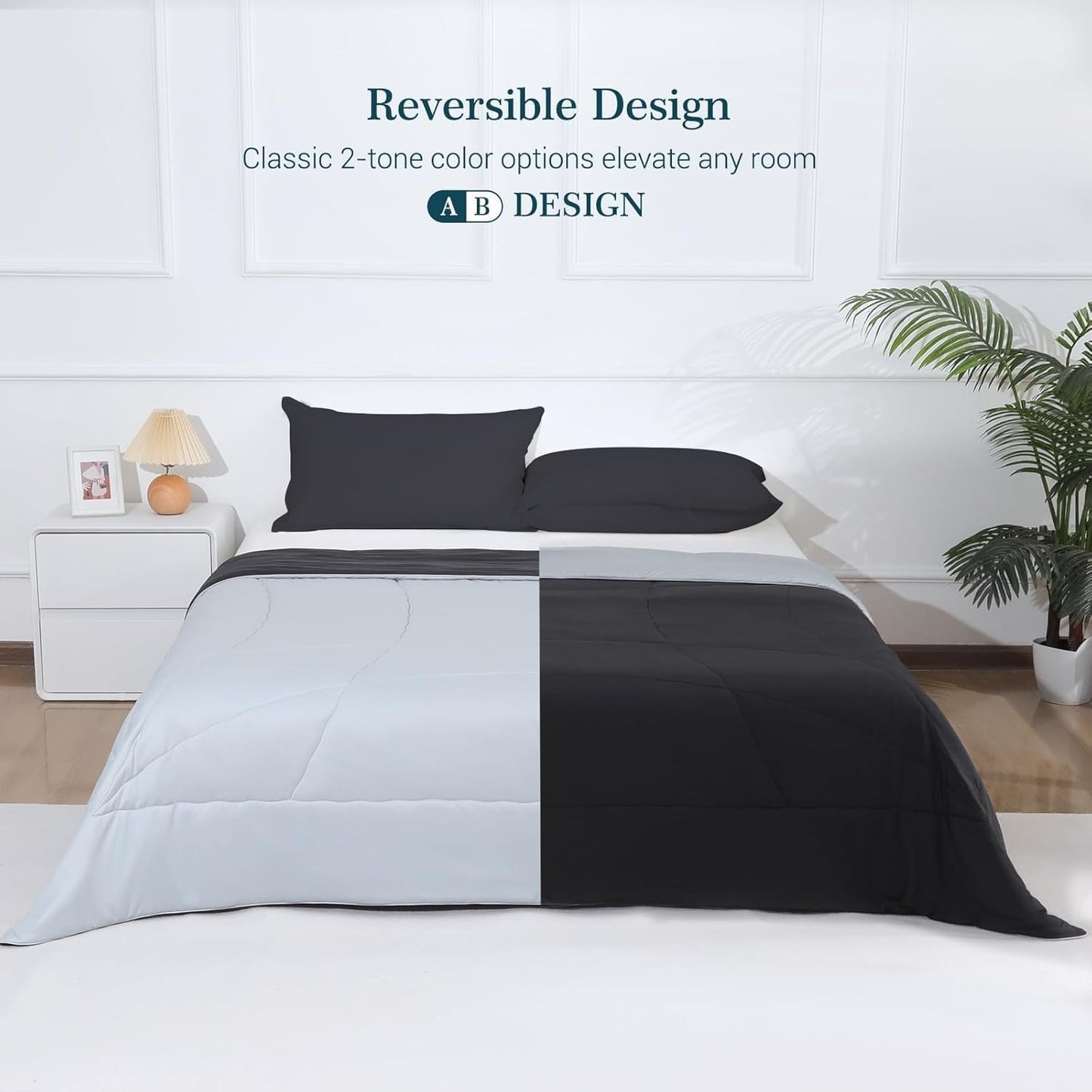 Elegear Cooling Comforter Twin Absorbs Body Heat to Keep Cool, Cooling Blanket for Hot Sleepers Japanese Arc-Chill 3.0 Cool Tech Fabric Summer Comforter Hypo-Allergenic Cooling Quilt - Black/Gray