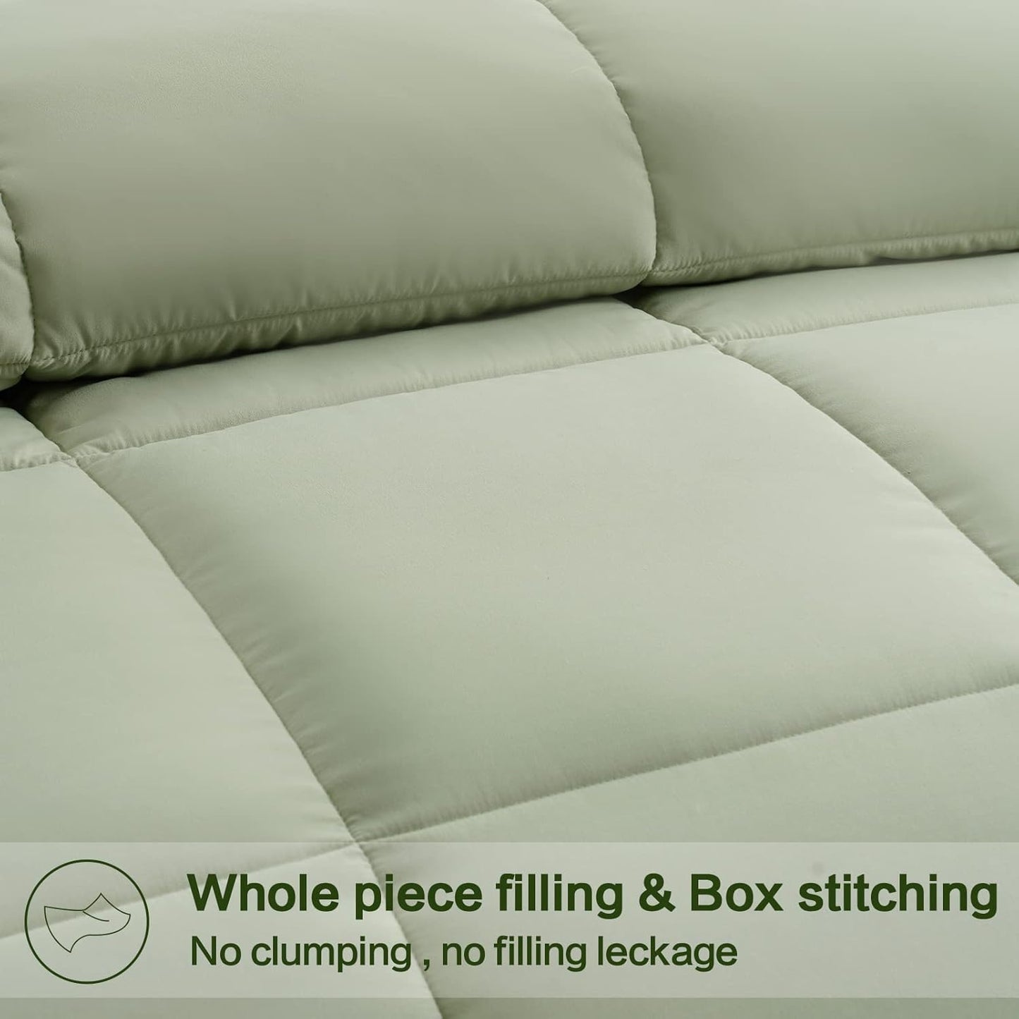 EASELAND Twin Size Down Alternative Comforter - Quilted Duvet Insert for All Seasons, Soft Lightweight with Corner Tabs, Summer Winter Warm Bedding, Sage Green 64×88 Inches