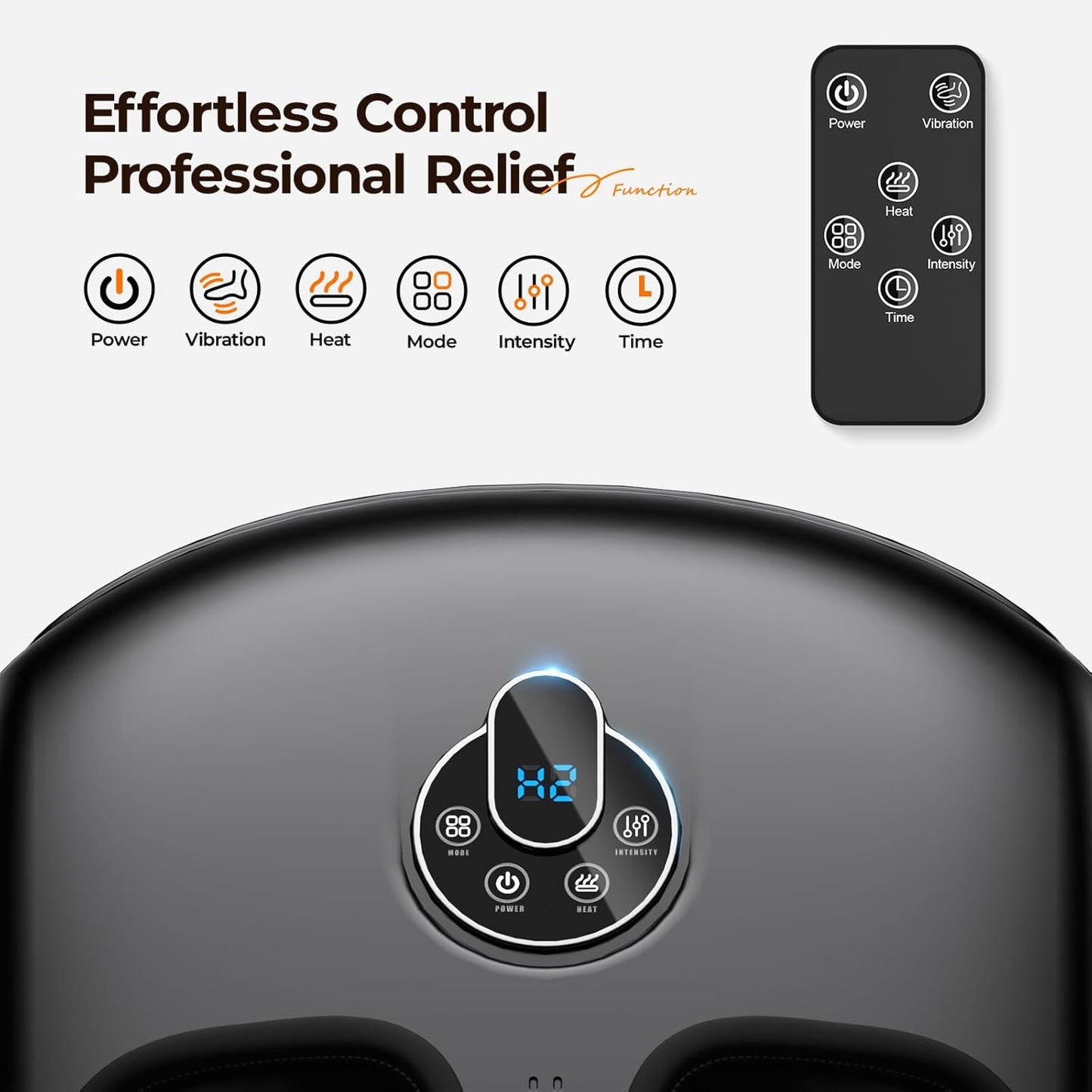 Foot Massager Machine with Heat - Shiatsu, Kneading, Rolling Compression, 4 Modes & 5 Intensity Levels, Versatile Control Methods for Home Office Relaxation, Gift for Men Women