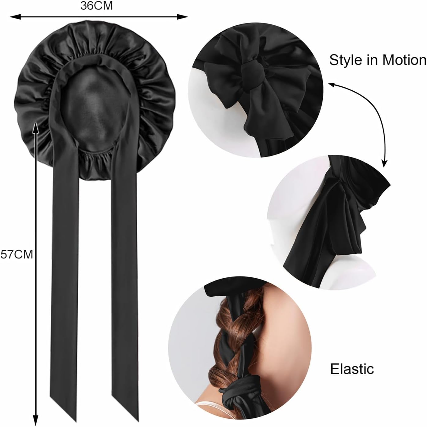 Satin Bonnet for Sleeping Women, Large Hair Bonnet Sleep Cap with Tie Band, Double Layer Hair Wrap for Curly Natural Hair