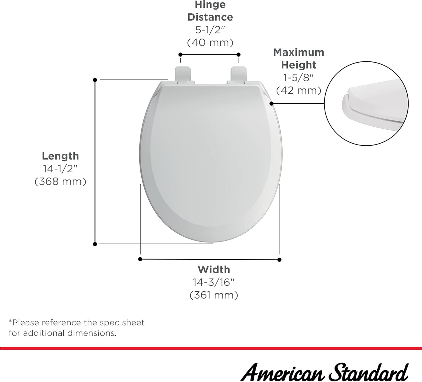 American Standard 5503B00B.020 Transitional Slow-Close Round Front Toilet Seat, White