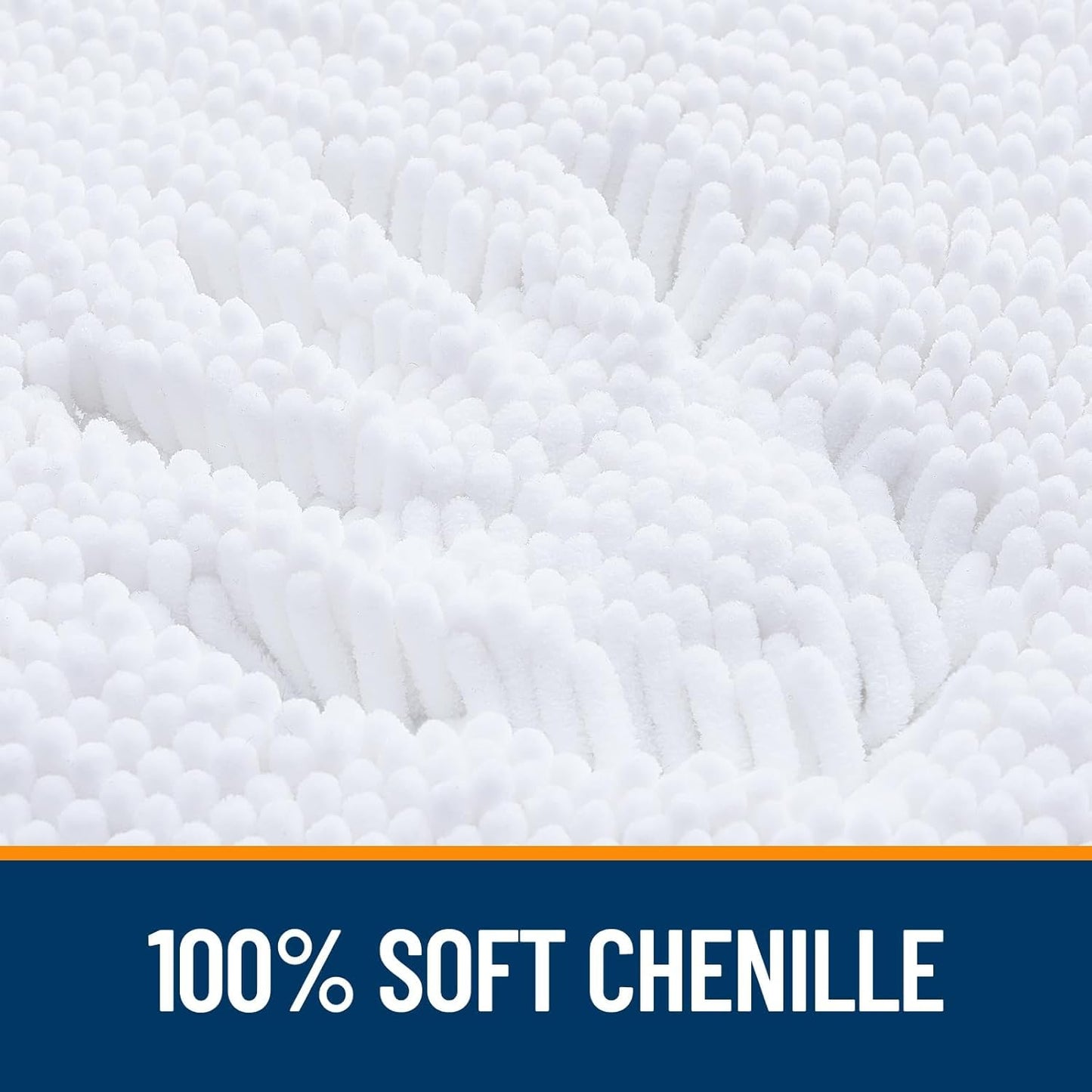 OLANLY Toilet Rugs U-Shaped 24x24, Extra Soft Absorbent Chenille Contour Bathroom Rugs for Toilet, Dry Quickly, Machine Washable, Non-Slip Bath Mat, White
