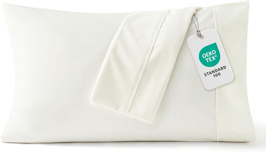 Bedsure Pillow Cases Standard Size Set of 2 - Ivory White Brushed Microfiber Pillowcases, Super Soft and Cozy Pillow Case Covers with Envelope Closure, Wrinkle, Fade and Stain Resistant, 20x26 Inches