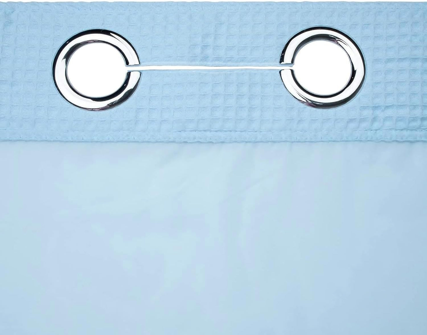 River Dream Sky Blue Fabric Shower Curtain Set, Cotton Blend, Waffle Weave, with Snap in Replacement Liner，71 x 86 inches
