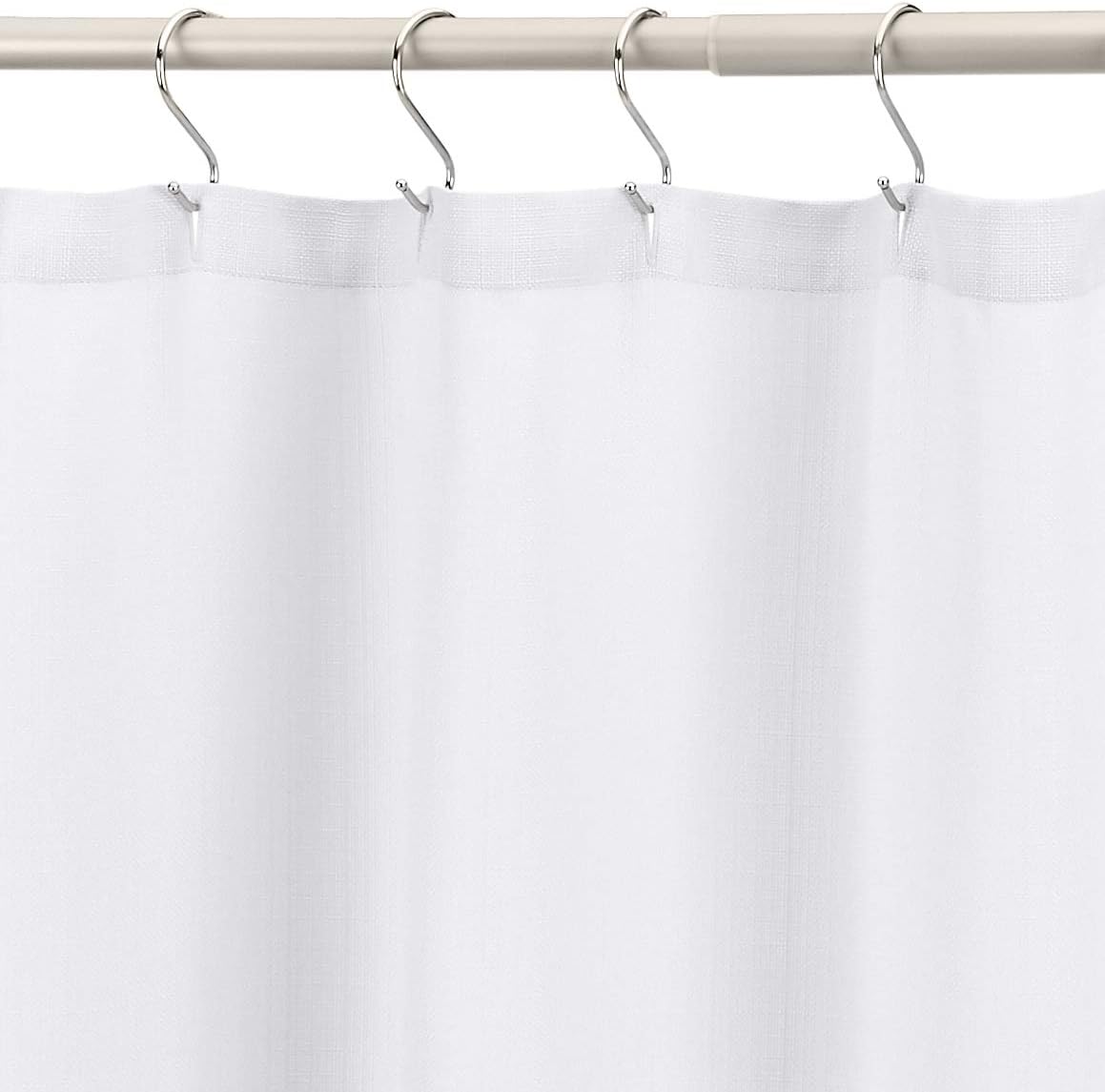 Amazon Basics Linen Style Bathroom Shower Curtain, 72" x 72", Bright White, 11.42" L x 9.45" W