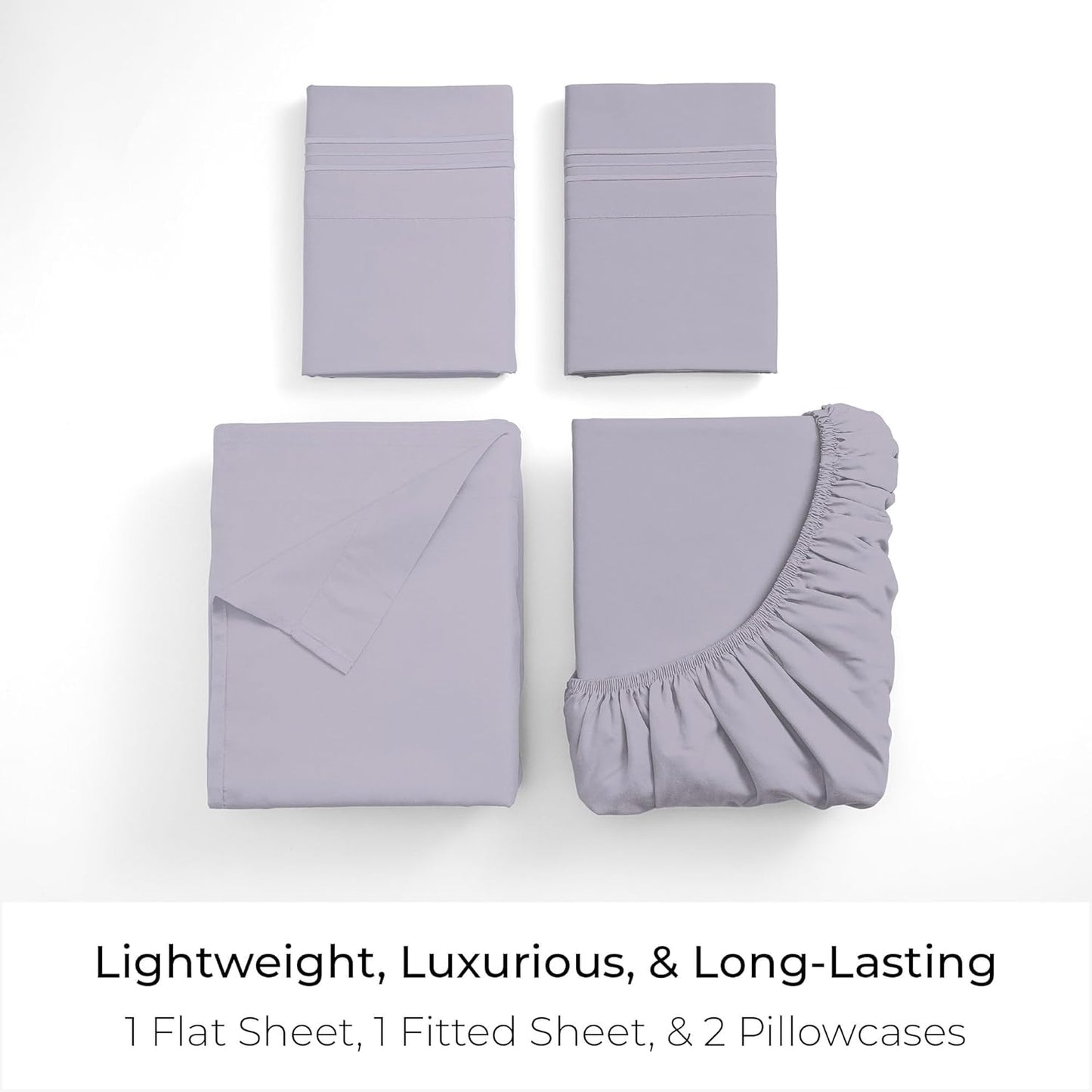 Mellanni Full Sheets Set - 4 PC Iconic Collection Bedding - Hotel Luxury, Extra Soft, Cooling Bed Sheets - Wrinkle, Fade, Stain Resistant (Full, Lavender)