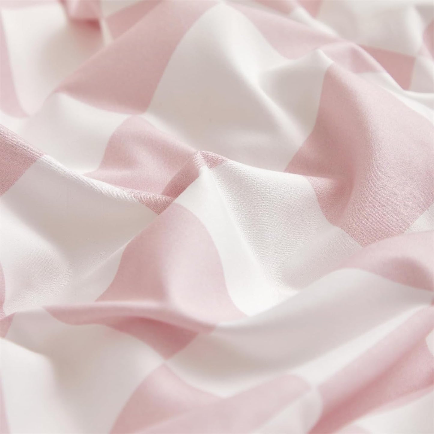 KAREVER Pink White Grid Comforter Set King Pink Plaid Bedding Set Women Pink and White Checkered Bed Comforter Set Breathable Blanket Set Men Durable Bedding Comforter Set
