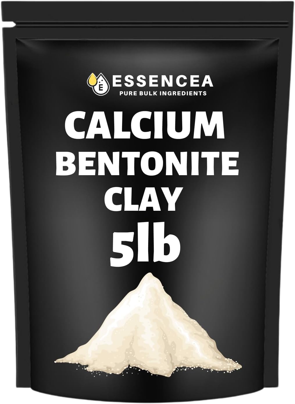 Calcium Bentonite Clay Powder 5lb by Essencea Pure Bulk Ingredients | Deep Pore Detox Face & Hair Mask | 100% Natural & Unrefined Indian Healing Clay | DIY Deodorants (80 Ounces) [Packaging May Vary]