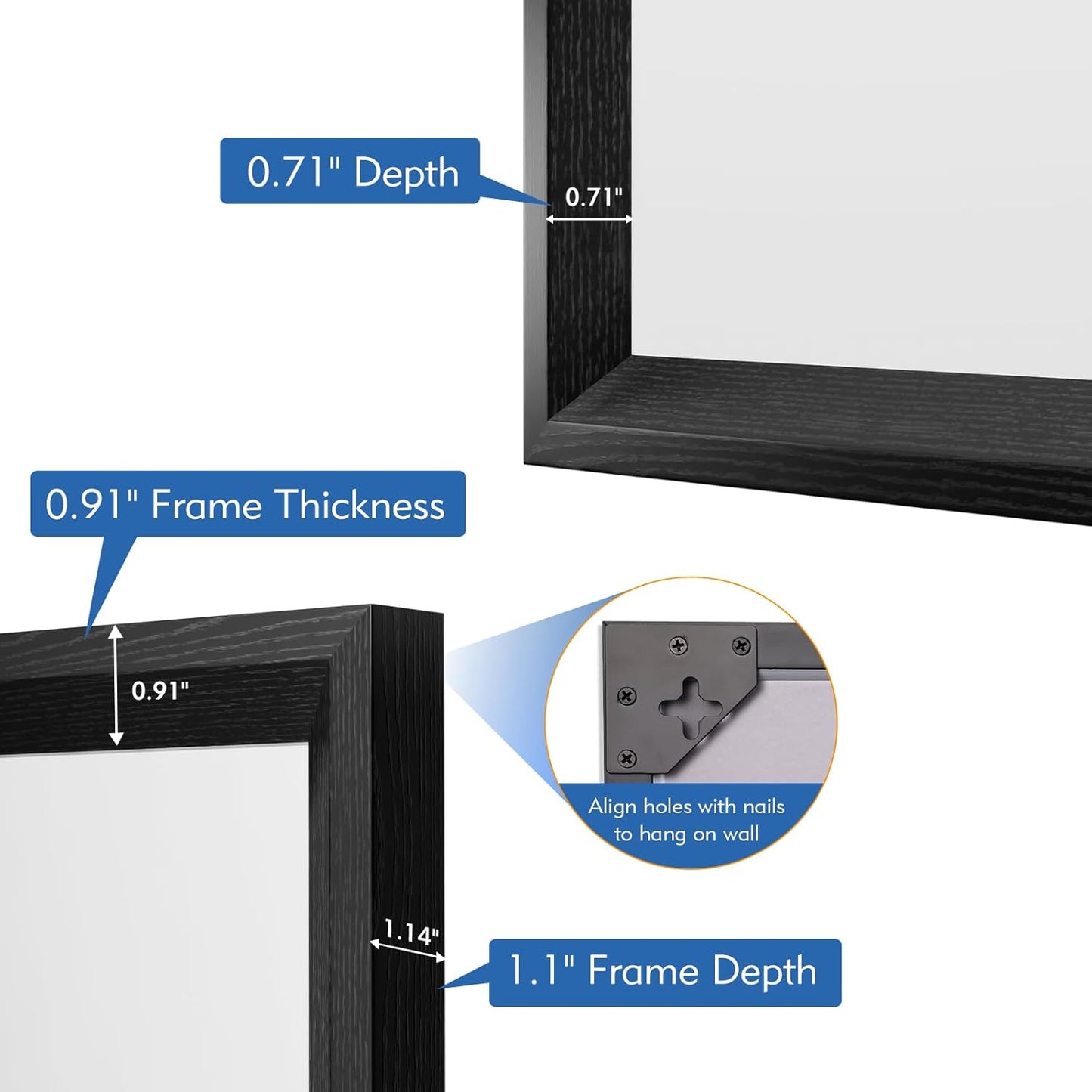 20x30 Inch Bathroom Mirror, Matte Black Framed Rectangle, 4MM Tempered Glass, Anti-Rust, Wall-Mounted Vanity Mirror for Bathroom & Bedroom - Hangs Horizontally or Vertically
