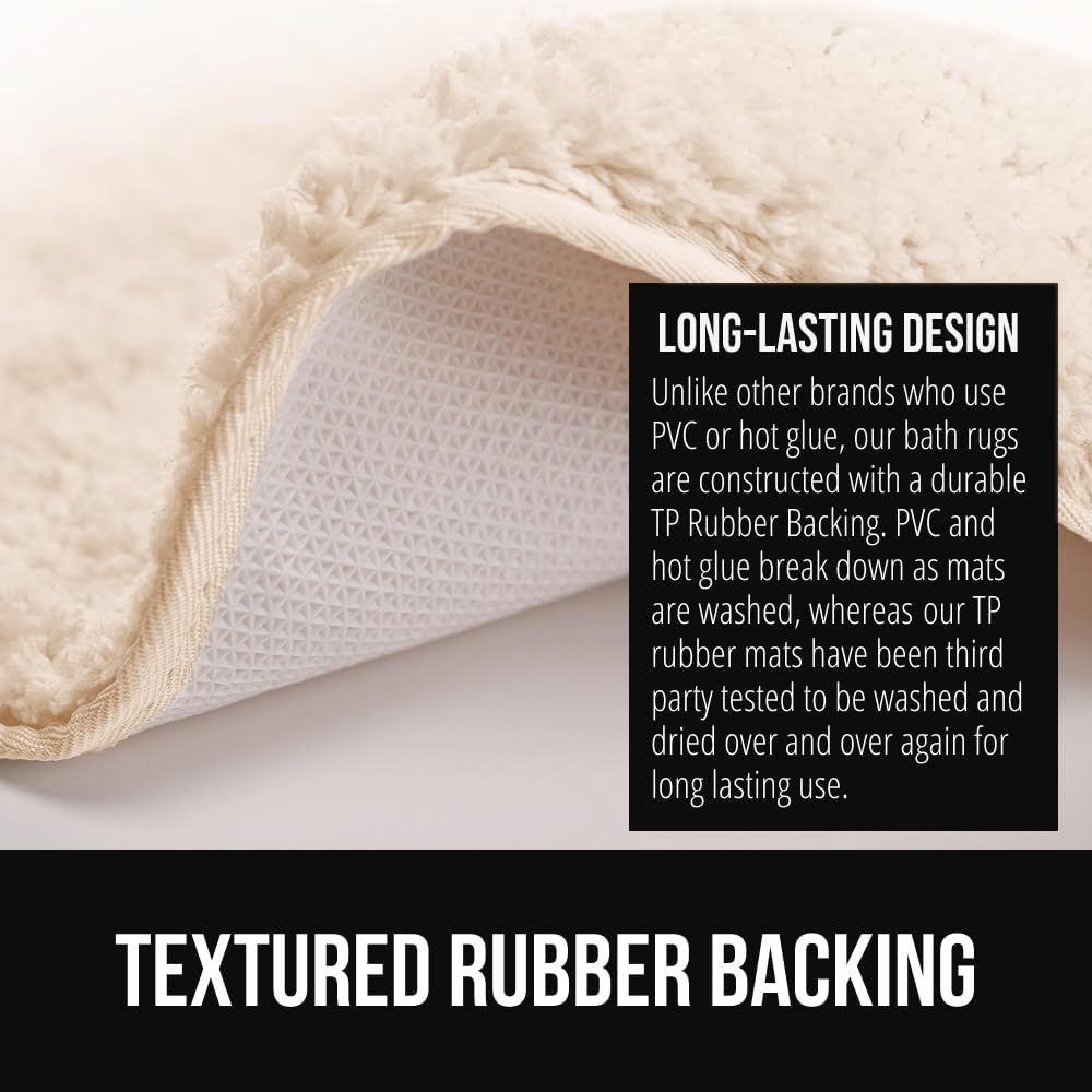 GORILLA GRIP Ultra Soft Plush Bathroom Rugs with Textured Rubber Backing, Absorbent Quick Dry Bath Mat, Machine Washable Shower Mats, Home Décor Accessories Bathmat Rug Essentials, 24 x 16 Ivory