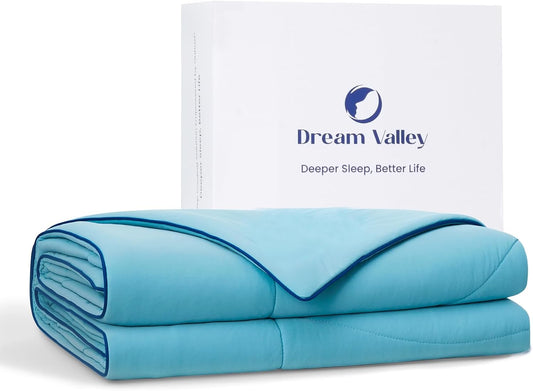 Dream Valley® Outlast® Deepsleep Cooling Comforter, Twin Size, NASA-Grade Space Technology Cooling Blanket for Hot Sleepers Night Sweats, Q-Max > 0.45 Aerocool™ Breathable, Dream Blue, 68"x90"