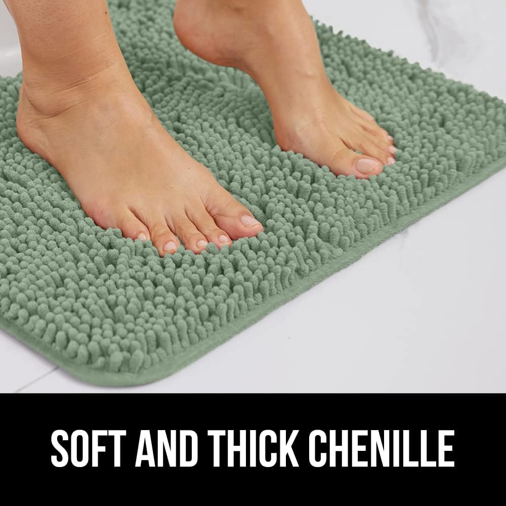 GORILLA GRIP Bath Rug Mat 48x17, Soft Absorbent Chenille, Quick Dry Microfiber Mats, Rubber Backing Washable Shower Floor Rugs, Bathmat Runner, US Designed Bathroom Home Decor Accessories Sage Green