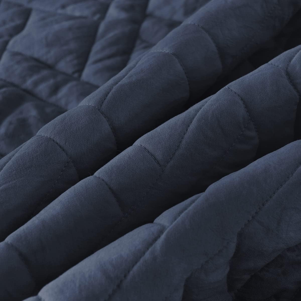 HORIMOTE HOME Quilt Set Twin Size Navy Blue, Classic Geometric Diamond Stitched Pattern, Ultra Soft Microfiber Lightweight Bedding Set Bedspread Coverlet for All Season with 1 Quilt 1 Pillow Sham
