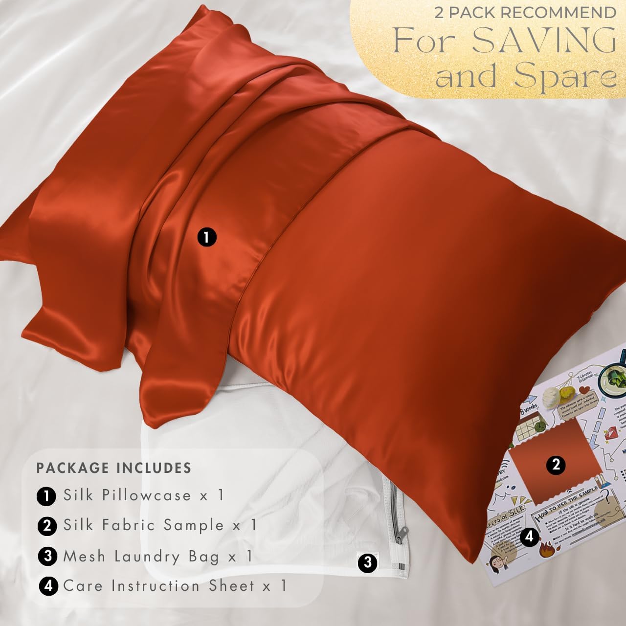 PROMEED 23 Momme Silk Pillowcase for Hair and Skin, Both Sides Upgraded Grade 6A+ Mulberry Silk Pillow Case with Zipper, Cooling Pillow Cases for Hot Sleepers (King 20"x36", Dusk)