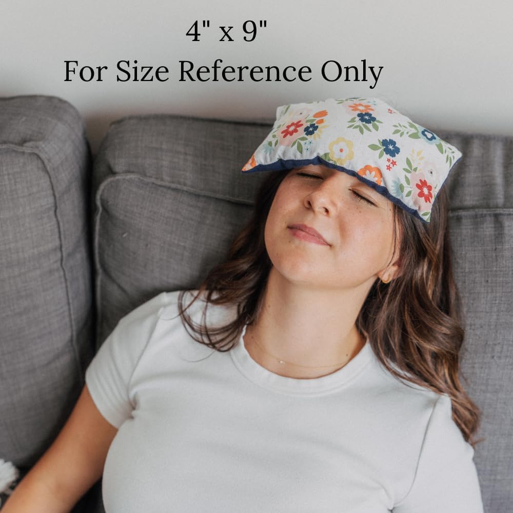 Microwave Heating Pad, Microwavable Hot Pack with Flax Seed and Dried Herbs or Unscented, Aromatherapy Pillow, Cold Compress or Ice Pack, 3 Sizes, Soft Floral Fabric