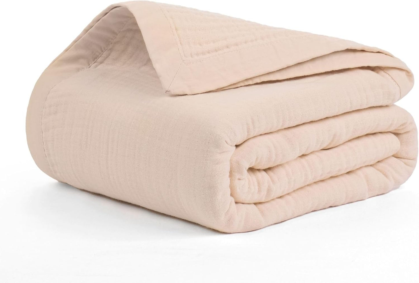 Salt Earth 100% Cotton Muslin Throw Blanket Gauze Blanket 55"X75" Twin, 4 Layered for Couch, Bed, Living Room, Home, Lightweight & All Season Blankets & Throws, Easy wash, Skin Friendly (Parchment)