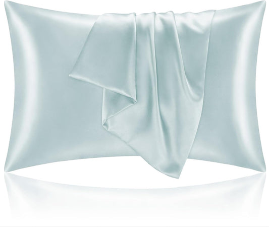 BEDELITE Satin Pillowcase for Hair and Skin, Super Soft and Cooling Similar to Silk Pillow Cases 2 Pack with Envelope Closure, Gift for Women Men(20"x26" Standard Size, Stone Blue)
