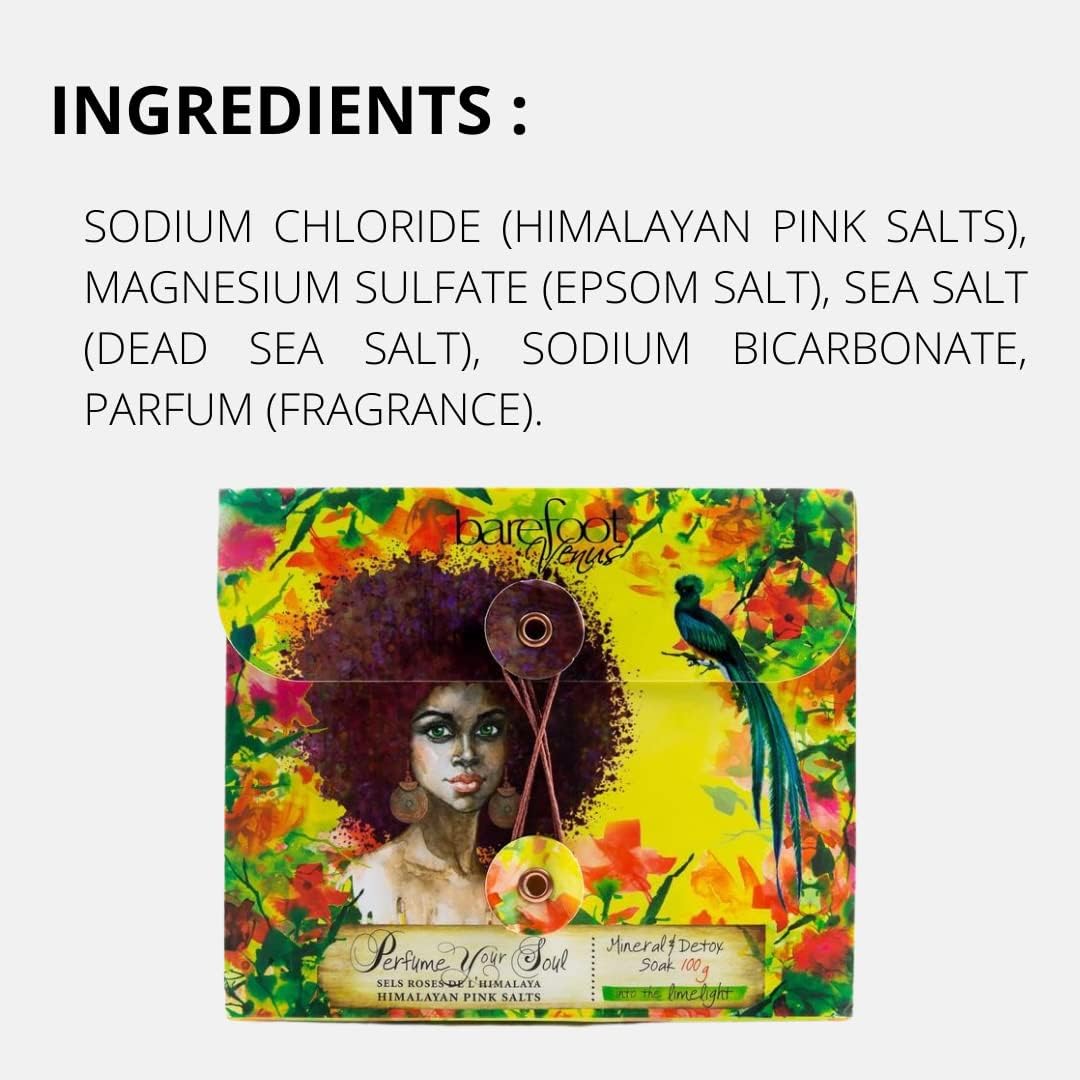 Barefoot Venus Himalayan Pink Salts Mineral & Detox Bath Soak (Into The Limelight, 100 Grams)