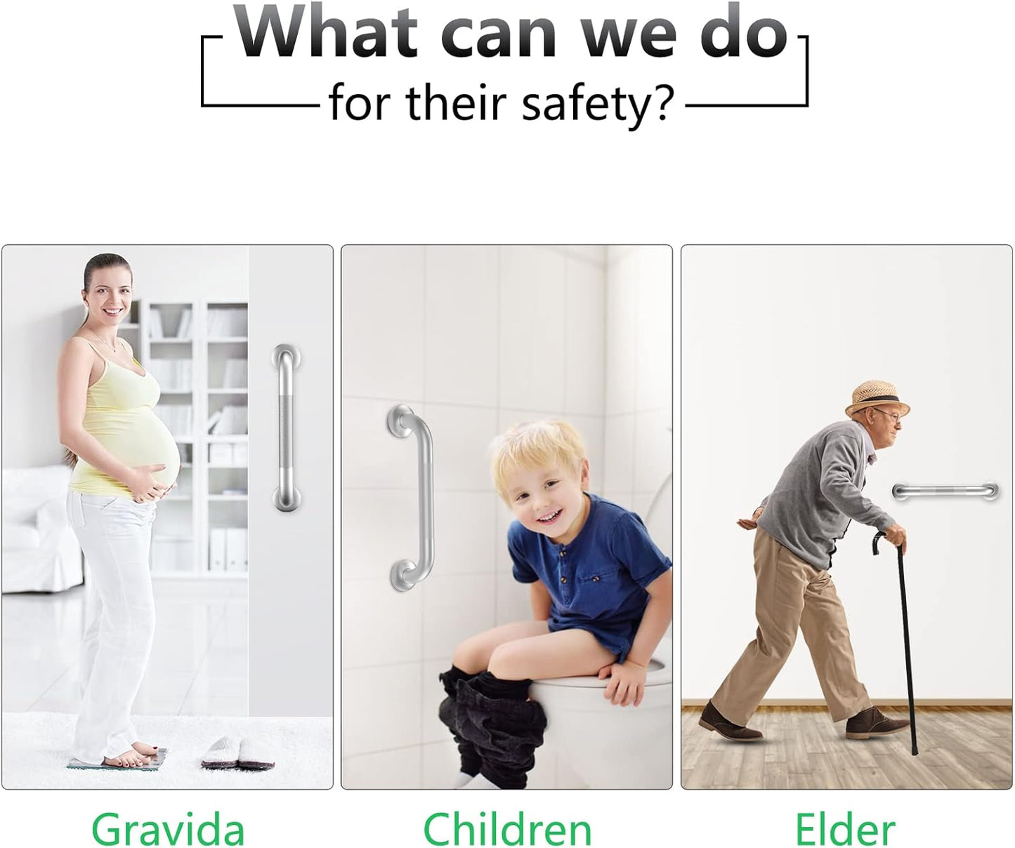 2 Pack 24 Inch Grab Bars for Bathtubs and Showers, Anti Slip Shower Grab Bars Stainless Steel Shower Handle Toilet Handicap Elderly Senior Assist Bathroom Saft Handle