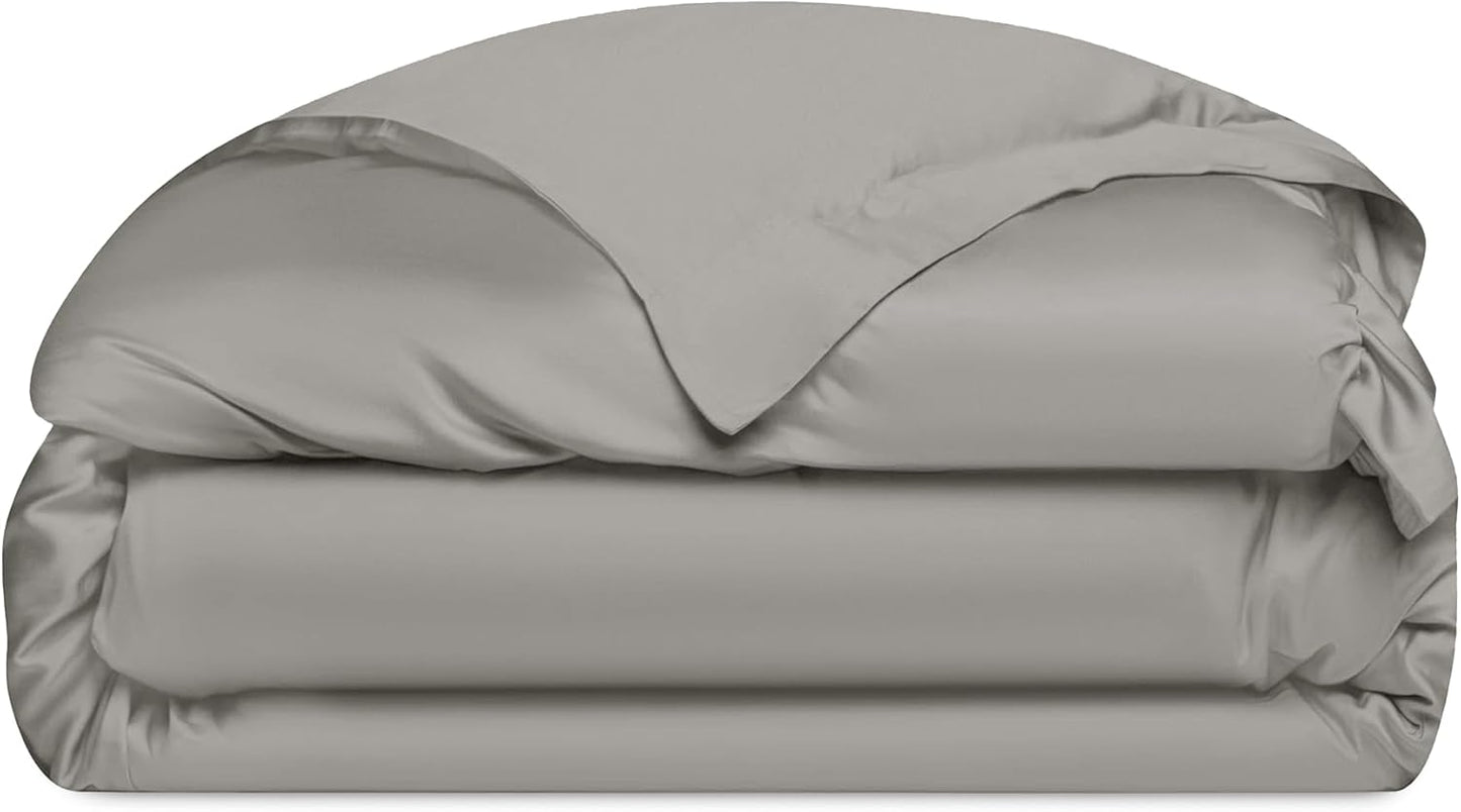 Cozy Earth Luxury Duvet Cover Queen - 100% Viscose from Bamboo - Ultra-Soft, Cooling & Lightweight Duvet Cover - Temperature-Regulating Bedding with Concealed Zip & Interior Snap Closures - Dove Grey