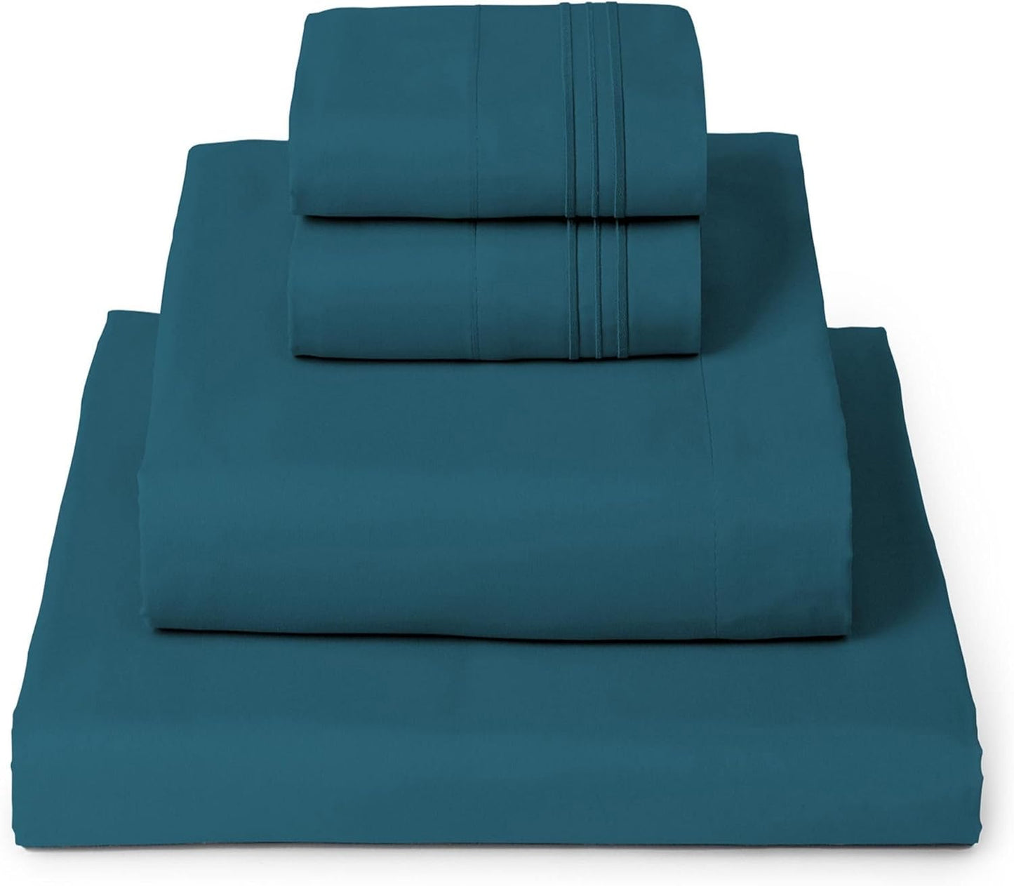 Mellanni Queen Sheets Set - 4 PC Iconic Collection Bedding - Hotel Luxury, Extra Soft, Cooling Bed Sheets - Wrinkle, Fade, Stain Resistant (Queen, Teal)