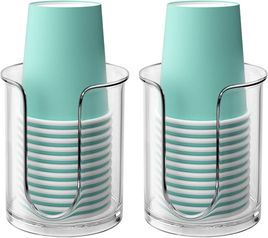 Bathroom Cup Dispenser 5 oz Countertop,2 Pack Mouthwash Cup Holder for Bathroom,PC Small Disposable Cup Holder for 5oz Paper Cups and Mouthwash Cups