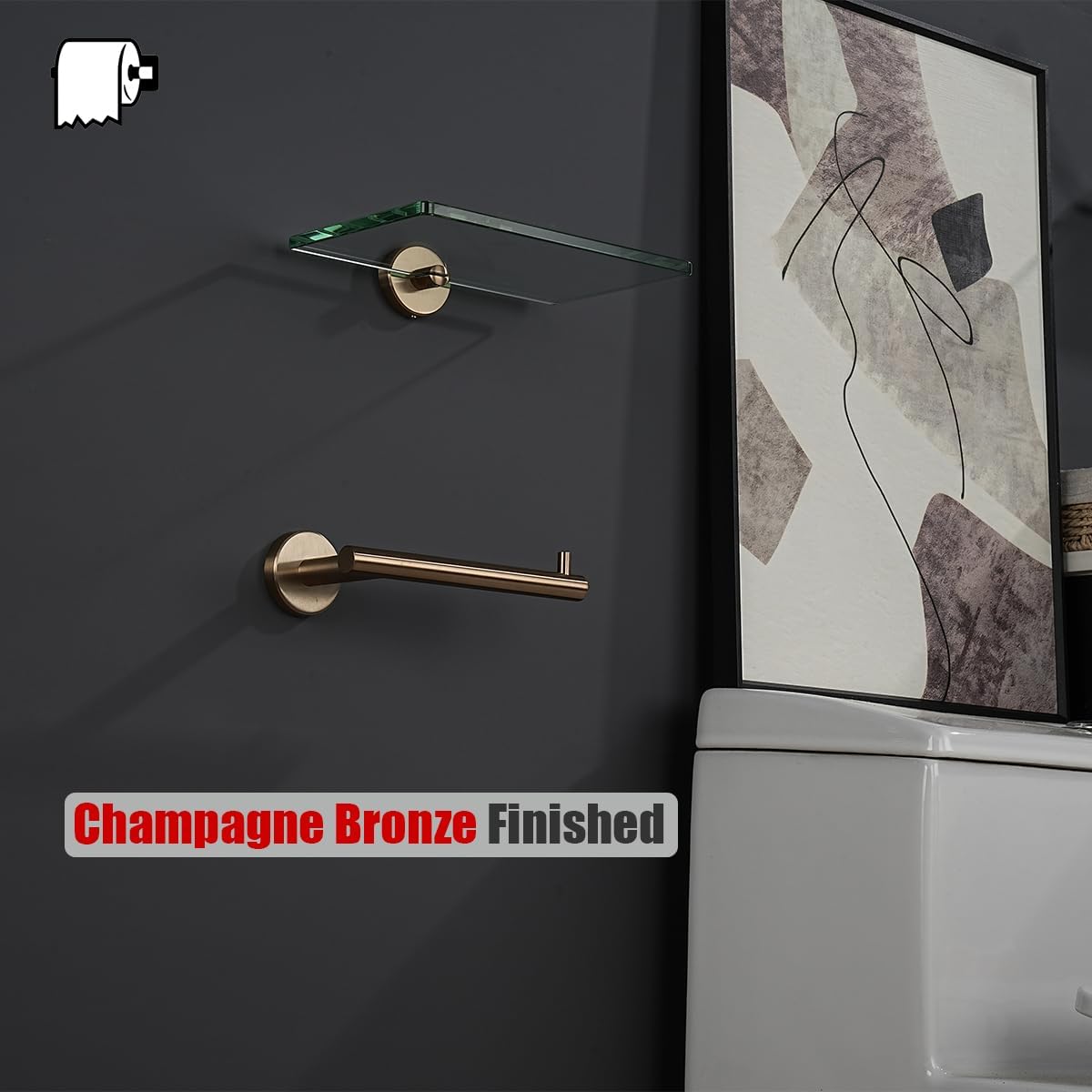 JQK Champagne Bronze Toilet Paper Holder, 5 Inch Tissue Paper Dispenser for Bathroom, 304 Stainless Steel Thick 0.8mm Wall Mount, TPH100-CB