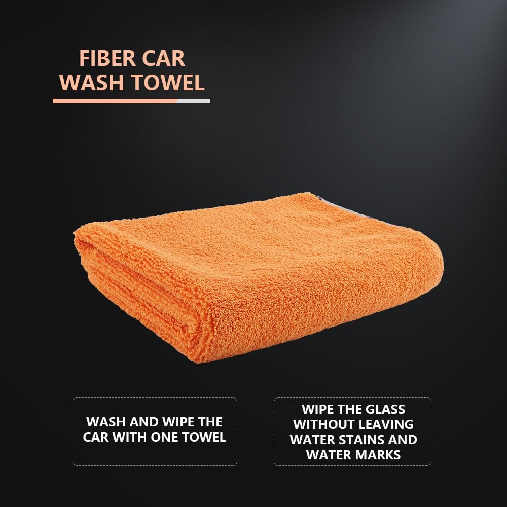SPTA Drying Towel, Microfiber Car Drying Towel, 1 Pack Highly Absorbent, Scratch Free Large Car Wash Drying Towel for Car Washing, Drying & Auto Detailing, 23.8 x 30.9 inch, Orange-MT032