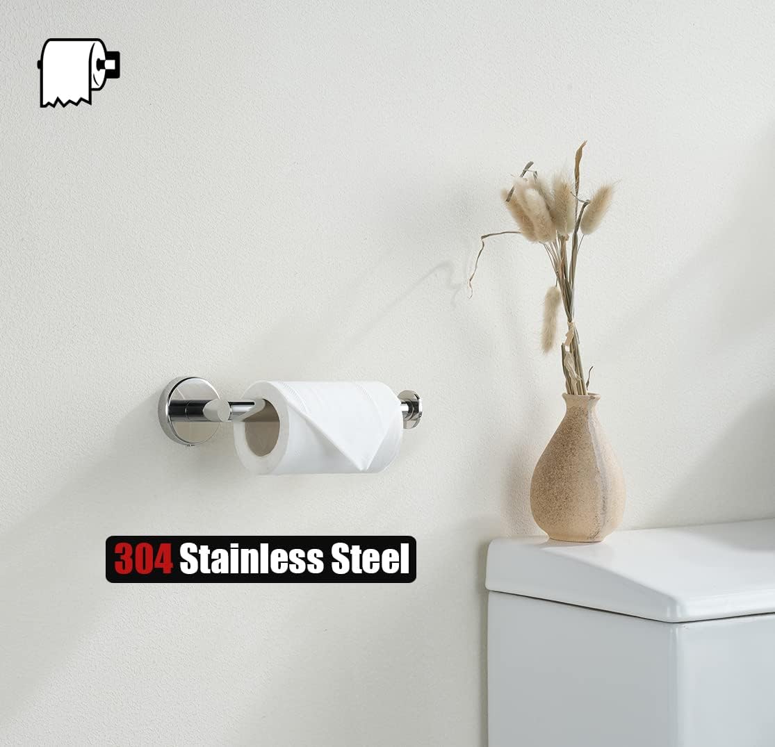 JQK Chrome Toilet Paper Holder, 5 Inch 304 Stainless Steel Thick 8mm Tissue Paper Dispenser for Bathroom, Hold Mega Rolls, Polished Chrome Wall Mount, TPH120-CH