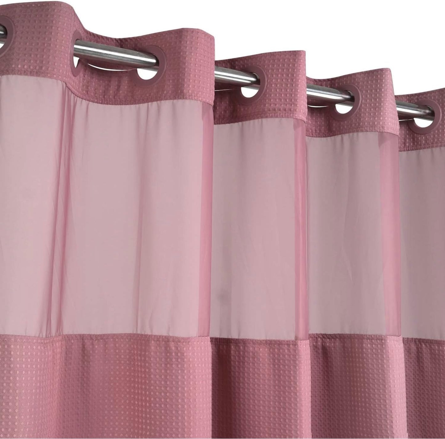River Dream Heavyweight No Hooks Required Dotted Waffle Weave Shower Curtain with Snap in Liner - 71W x 74H,Hotel Grade,Spa Like Bath Curtain,Pale Mauve