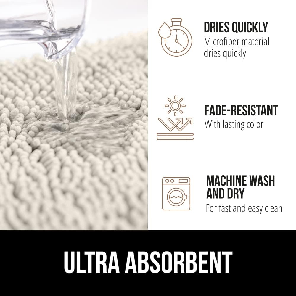 GORILLA GRIP Bathroom Rug Sets, Soft Chenille 2 Piece Area Rugs Set, Toilet Base Mat and 30x20 Carpet, Absorbent Microfiber Washable Mats Dry Quickly, Home Décor and Bath Room Accessories, Ivory