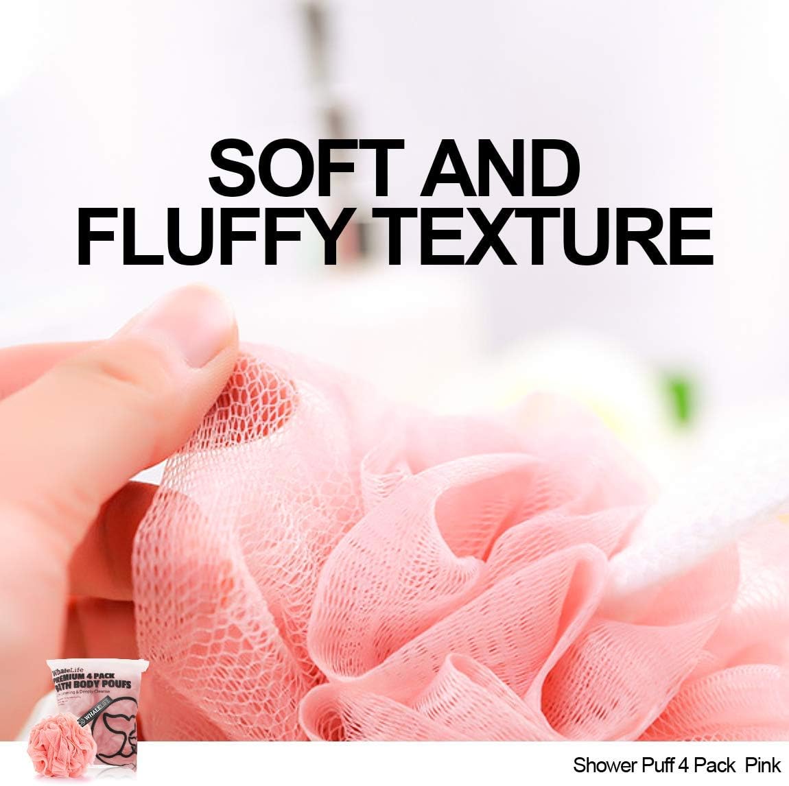 Loofah Sponge Bath Sponge for Women Men 4 Pack (Pink)