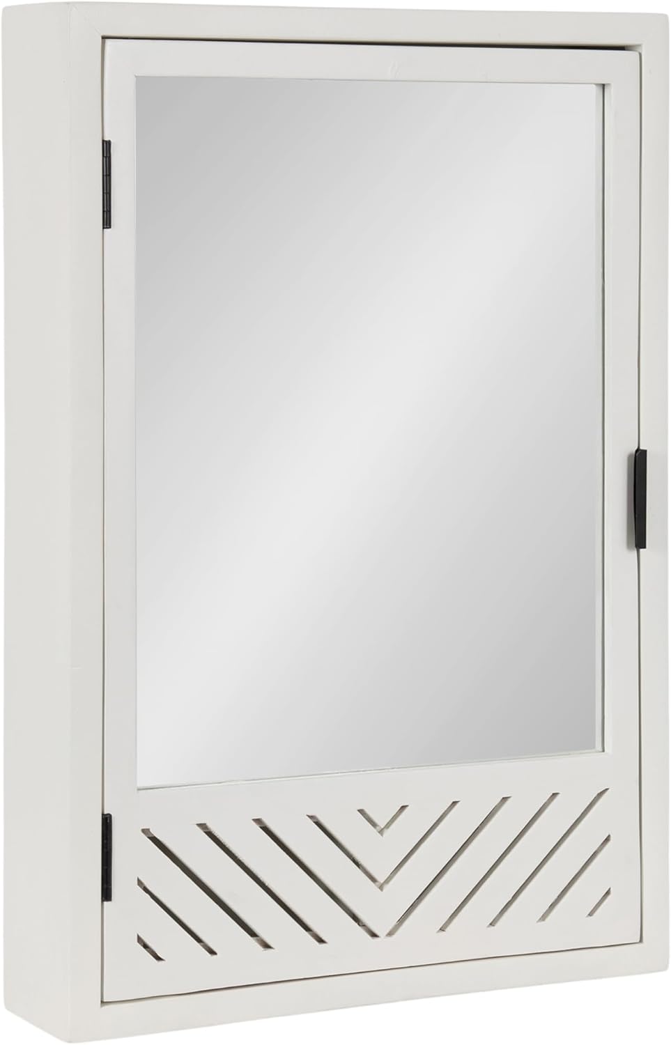 Kate and Laurel Mezzeta Decorative Modern Rectangle Bathroom Cabinet with Mirror, 20 x 5 x 30, White, Wooden Bathroom Mirror with Storage for Bath Medicine Cabinet or Over-The-Toilet Storage Option