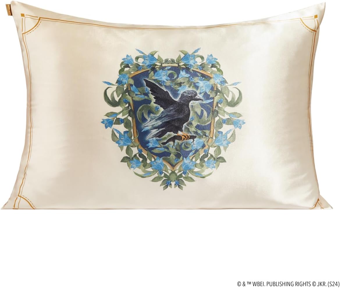 Kitsch x Harry Potter Ravenclaw Satin Pillowcase w/Zipper for Hair & Skin - Double-Sided, Softer Than Silk, Wrinkle-Free, Machine Washable, Frizz Control, Breakout Prevention - Queen/Standard (19x26)
