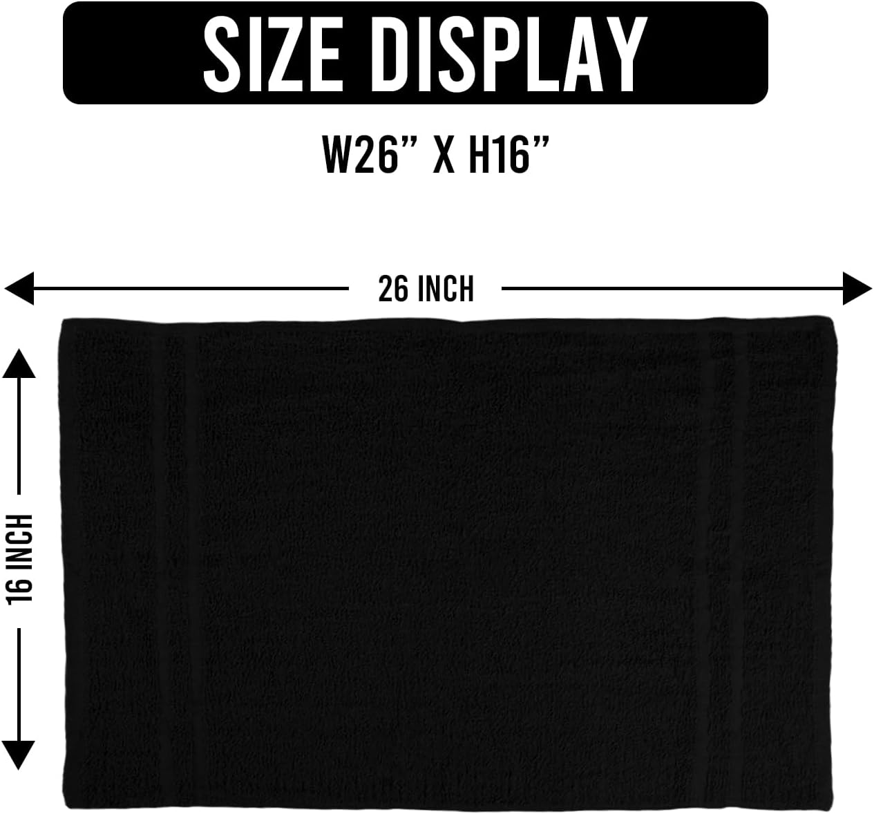 24 Pack Black Hand Towels 100% Cotton Spa Towels 16x27 inches Highly Absorbable Facial, Gym, Hair and Face Towels in Bulk